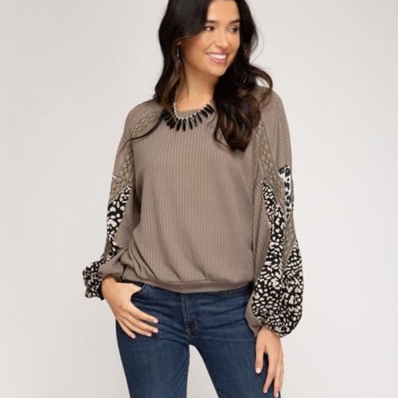 Too Busy For You Leopard Sleeves Top - Picture 1 of 4